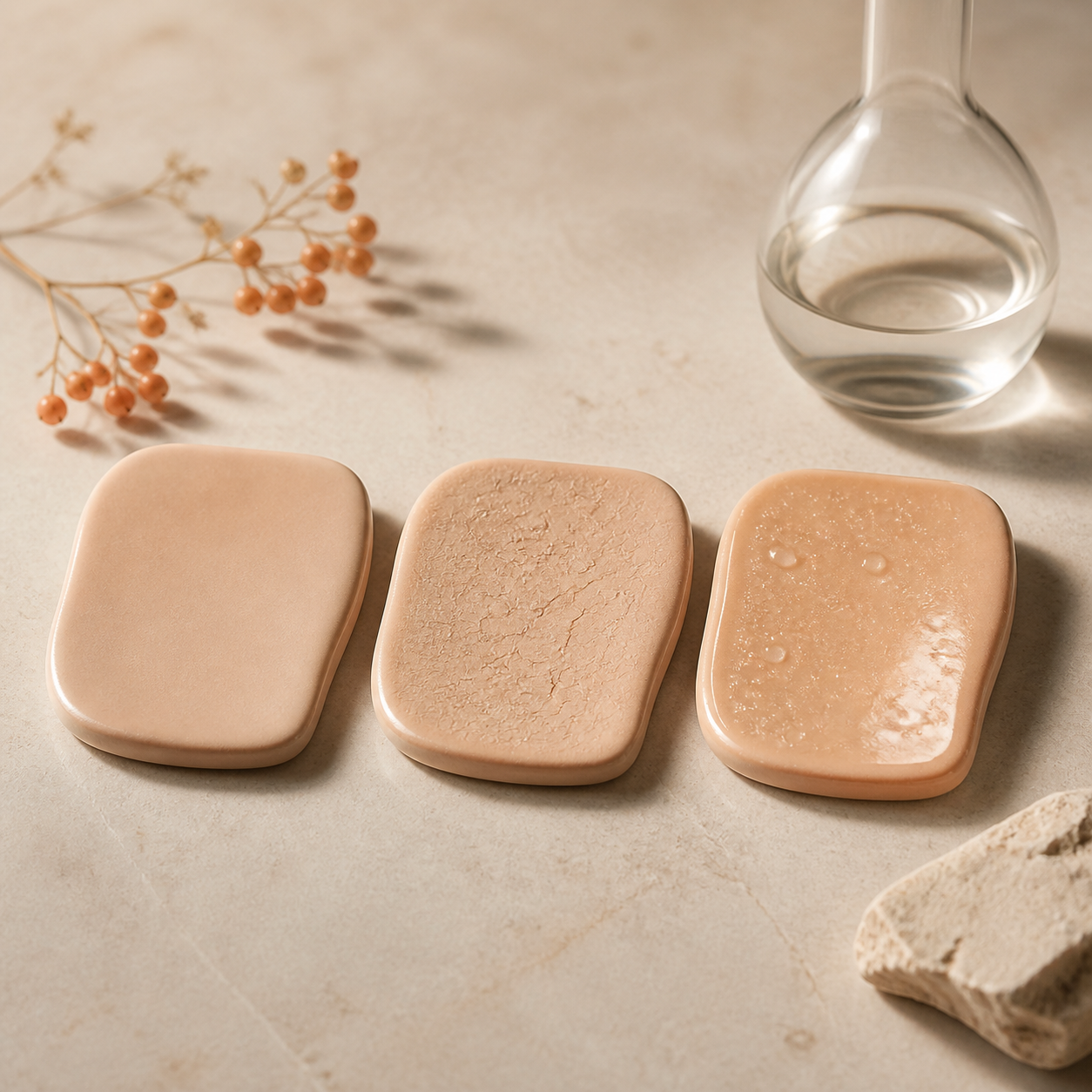 Clinical skin texture samples showing different skin conditions