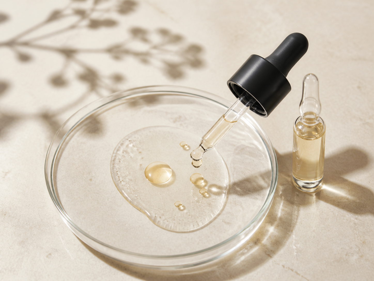 Serum ampoule and active droplets