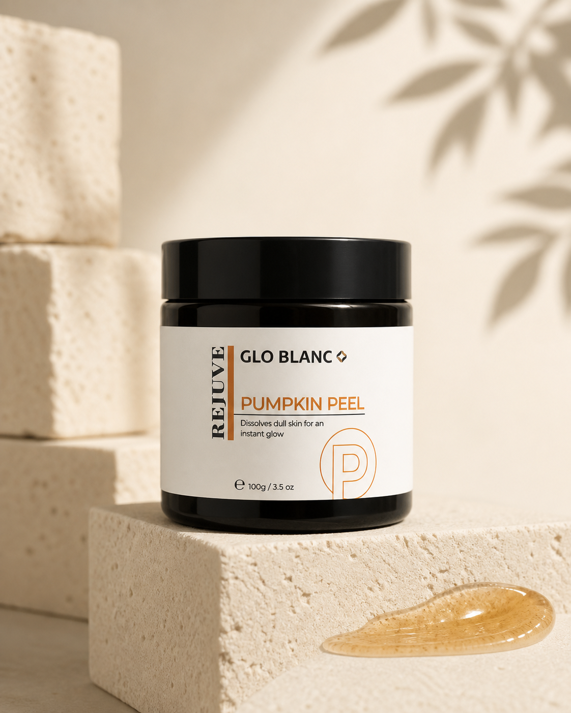 Pumpkin Peel professional skincare jar on limestone